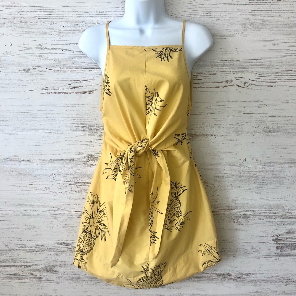 ANTHROPOLOGIE FARM RIO Pineapple Print Tie Dress M